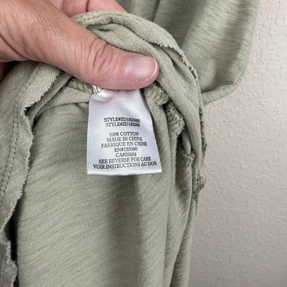 Z Supply The Reverie Slub Cotton Dress Sz S Light Green Drop Cut Hem V Neck - Picture 4 of 6